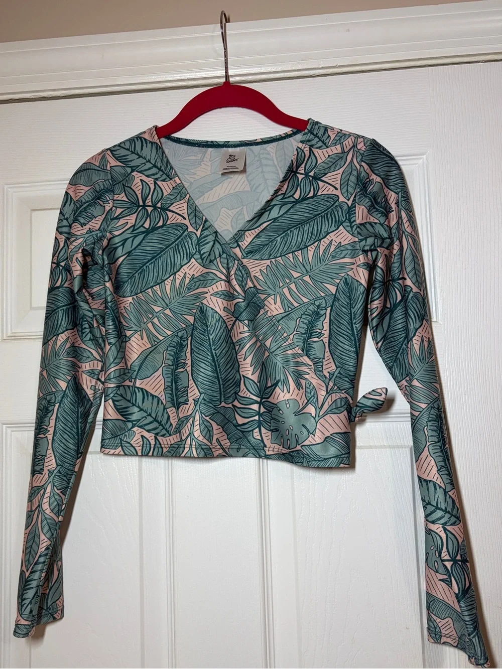 art class Pink & Green Tropical Wrap Long Sleeve Swim Rashguard